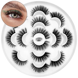 DYSILK Mink Lashes Fluffy Eyelashes - False Eyelashes 7 Pairs Lashes Natural Look Fluffy Lashes Strip Lashes 6D Lashes Pack Long Lashes Mink Eyelashes Reusable Eye Lashes |004