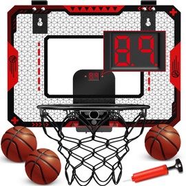 Basketball Hoop for Kids Indoor with Electronic Scoreboard, Mini Basketball Hoop Over The Door with 3 Balls, Basketball Sport Toys for Kids Boys Age 5 6 7 8 9 10