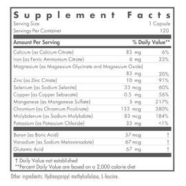 NutriCology MultiMin - Classic Essential Mineral Formula - 120 Vegetarian Capsules