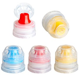 Leinuosen 30 Pcs 28 mm Push Pull Replacement Caps Reusable Colorful Plastic Soda Twisted Water Bottle Lid Top Suitable for 28 mm Sport Bottle Cap, Red Yellow and Blue