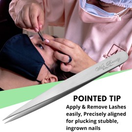 Tweezer Wishbeauty Pointed and Slant Pointed Eyebrow Tweezers for Women & Men - 2pc Precision Tweezers for Eyebrows, Facial Hair & Ingrown Hair Removal - Stainless Steel