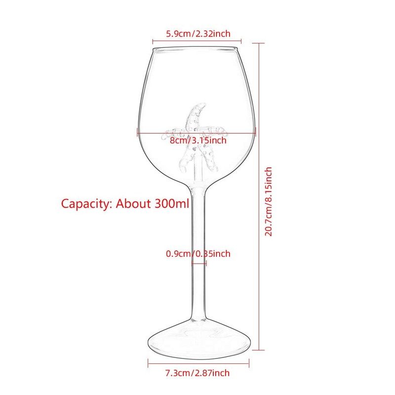 evomosa Starfish Wine Glasses Red Wine Glass with Starfish Inside