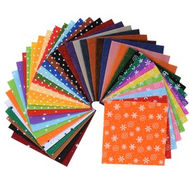 Life Glow DIY Polyester Patterned Felt Fabric Squares Sheets Assorted Colors 6x6 inch for Crafts, 1mm Thick 40Pcs