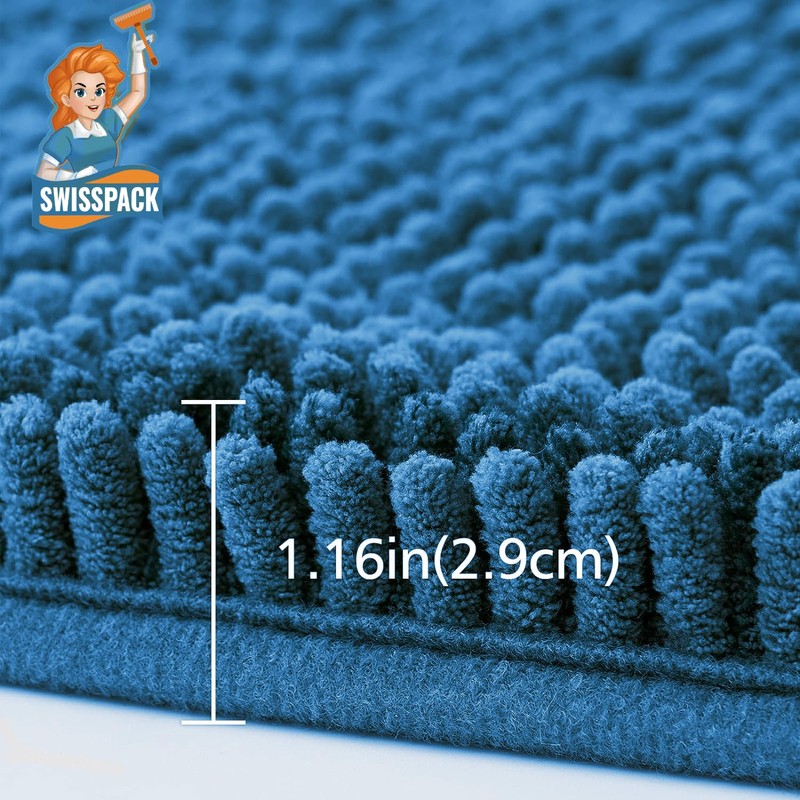 SWISSPACK 80x50 CMS Microfiber Bath Mat for Bathroom, Non-Slip Super