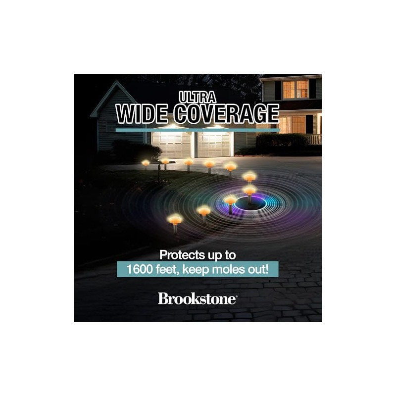 Brookstone Solar-Powered Mole Repeller & Pathway Light – Dual-Purpose Sonic