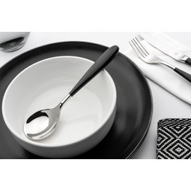 Grunwerg 2CS650BK Yin & Yang Coffee Spoons, Stainless Steel, Black