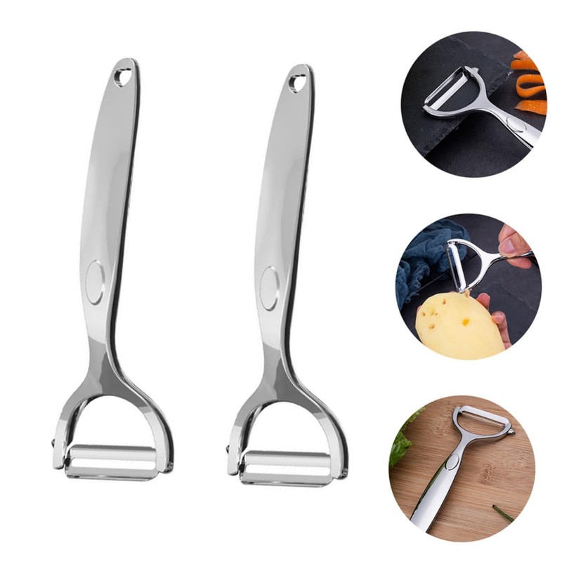 Mobestech 2Pcs Y Shape Stainless Steel Fruit Vegetable Peeler Ergonomic