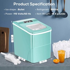 Unbranded Ice Makers Countertop, 26lbs/24hrs Portable Bullet Cubed Ice , 9 pcs/6-8mins