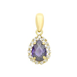 CARISSIMA Women's 9 ct Yellow Gold Blue and White Cubic Zirconia 8 x 8 mm Teardrop Pendant