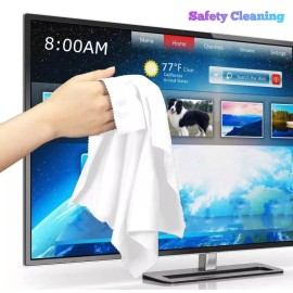 Cystal Clear Oversized Microfiber Cleaning Cloth 20" X 20" for TV Screens Lens Phone (Black) - White