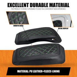HCmotorku Saddlebag Lid Covers Hard Saddle Bags Lid Bra Covers Fit For Harley Touring Street Glide CVO Road King Electra Glide Ultra Limited Road King Special 2014-2025 (Green Stitching)