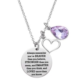 LParkin You are Braver Than You Believe Awareness Necklace Birthstone Graduation Gift Best Friend Encouragement Gifts