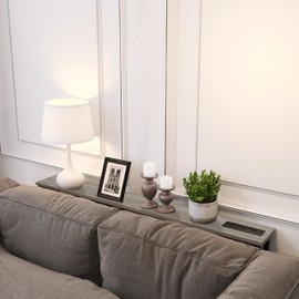 SAUCE ZHAN Sofa Table with Outlet and USB Port, 47" Console Table with Steel Frame, Behind Couch Table Narrow Entryway Table for Sofa, Living Room, Foyer, Hallway, Entry, Grey