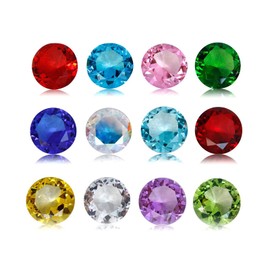 CLICK2GO 60mm Diamond Shaped Multicolor Glass Crystal Paperweight – 12 Pieces Home Office Decor & Wedding Favors Decoration with Gift Box