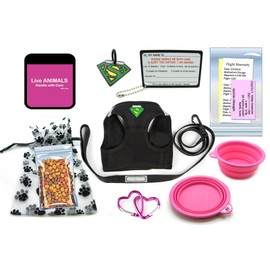 TSA Fast Pass in-Cabin Pet Airline Travel Accessory Kit includes Metal Free TSA Harness and Leash PINK (Medium Harness)
