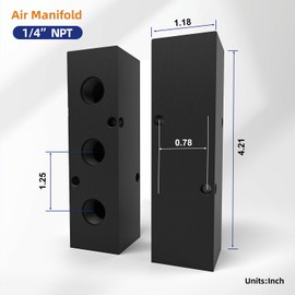 CNZG PNEU Air Compressor Manifold, Line Hose Splitter 3 way 5 port Pneumatic Manifold Air Distribution Block with Accessories 1/4" NPT inline