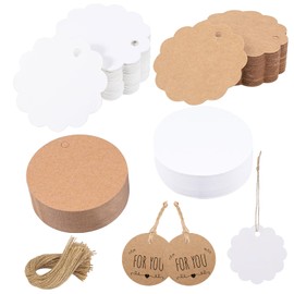 250 Stück Geschenkanhänger, Kraftpapier Etiketten zum Beschriften Anhänger Papier Kärtchen zum Beschriften für Geschenkverpackung Hochzeit Handmade(Braun Weiß)