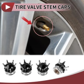 HEROFFIX 4 Pcs Stylish Tire Valve Stem Caps 15mm Tyre Valve Dust Covers for Most Cars Truck Silver Tone Black ABS Copper