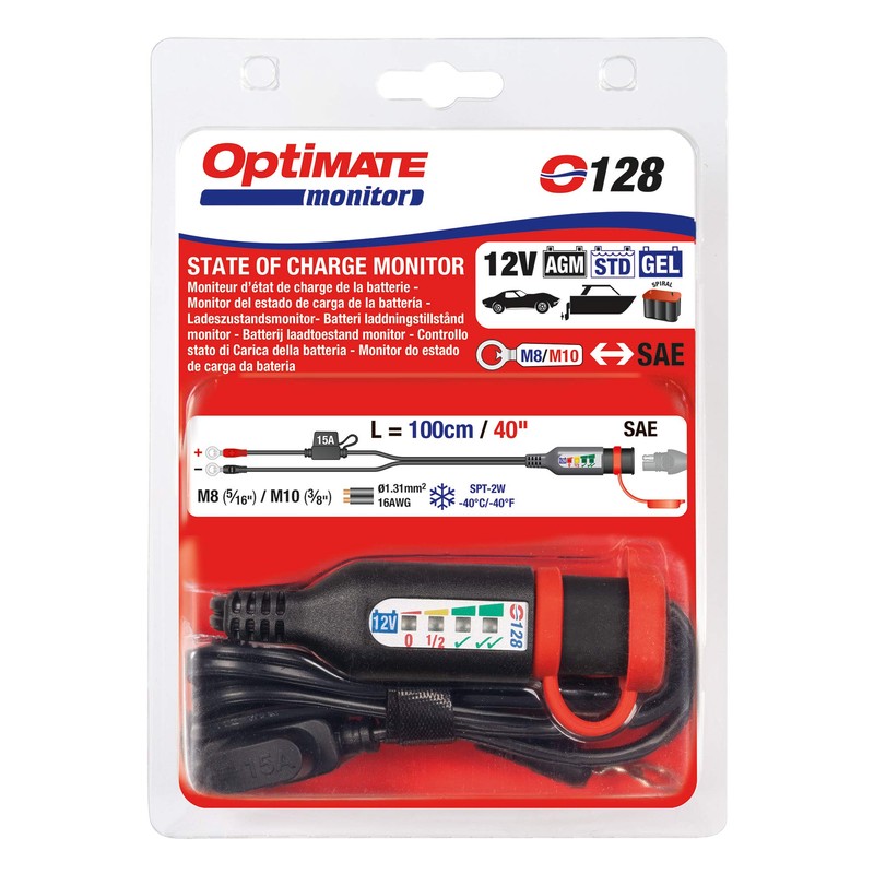 Optimate cable O-128v2, Ring Terminal Harness with Integrated Battery Status/Charge