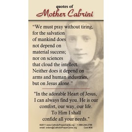 St. Frances Xavier Cabrini LAMINATED Holy Card (5-pack) with a Free Bonus Card of Divine Mercy and One of the Footprints Story
