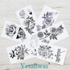 Yesallwas Tattoo Stickers, Roses, Black, Roses, Flowers, Set of 6,