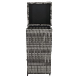 Ochiveyon Large Rattan Trash Can with Top Cover Iron Frame - 24 Gallen - Heavy Duty - Outdoor & Indoor - Grey