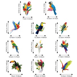 30 Pieces Tropical Birds Decorations, Tropical Hawaiian Toucan Parrot Party Hanging Spiral Foil Blankets Decoration for Summer Luau Hawaiian Beach Pool Tiki Party Birthday Delivery