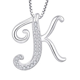 STARCHENIE Initial Necklace for Women 925 Sterling Silver Letter K Pendant 26 Alphabet Jewelry