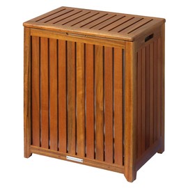 Oceanstar Solid Wood Spa Laundry Hamper 24.75 in high x 20 in Wide x 13.25 in deep, Brown