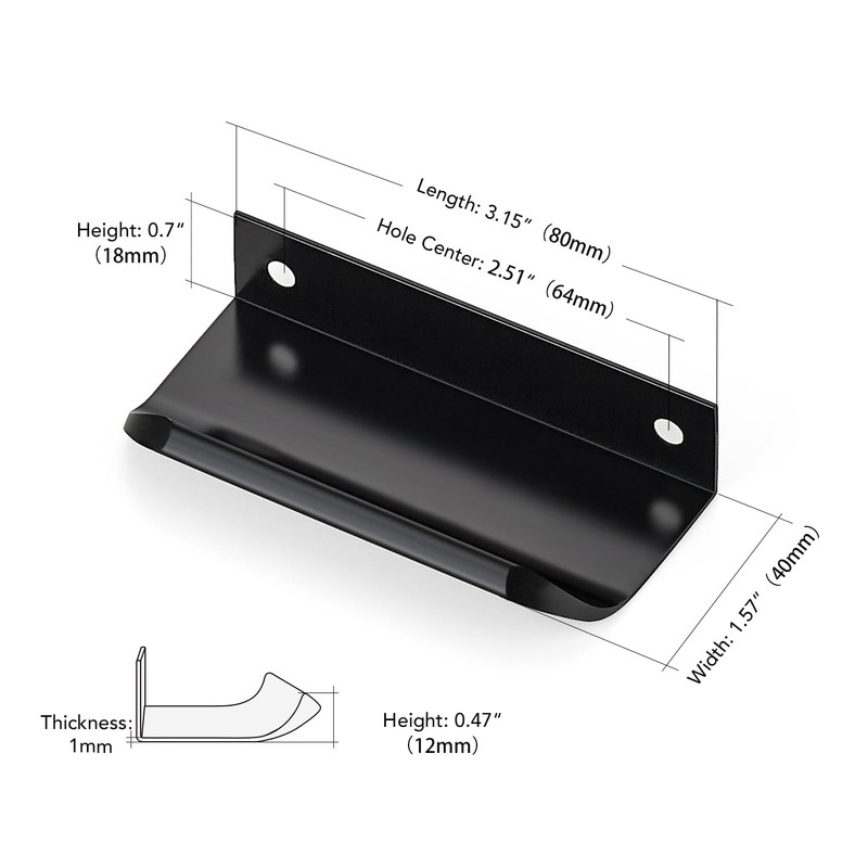 Ravinte Hardware 6 Pack Black Cabinet Handles, 3.15 Inch (80mm)