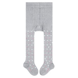 FALKE Unisex Baby Little Dot B Ti Cotton Patterned 1 Pair Tights, Grey Maratona Melange 3172, 1-6 months