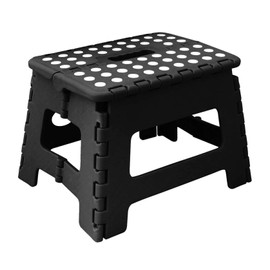 Gourmet Home 9in. Foldable Step Stool with Anti-Skid Foot Pads (Max Cap. 200lbs) (Black)