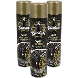 Billionaire Tire Shine - Wet tire Shine 3 Pack Can 14 oz No Sling Formula Long-Lasting Silky Smooth Finish - Spraying Maximum Protection Fast Dry - Car Detailing