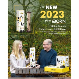 iBorn Metal Bird Feeder Hanging Wild Bird Seed Feeder for Mix Seed Blends Heavy Duty All Metal Coffee Finish,14 Inch 6 Port(Seed is not Included)