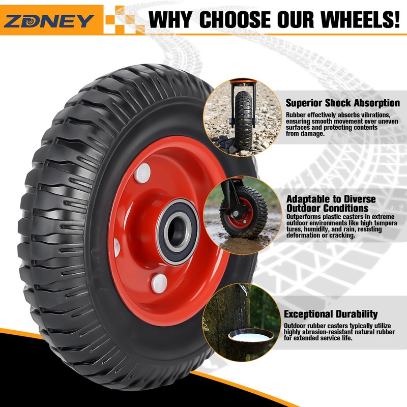 ZDNEY 8"x2" Heavy Duty Casters Set of 4, 3600LBS Capacity