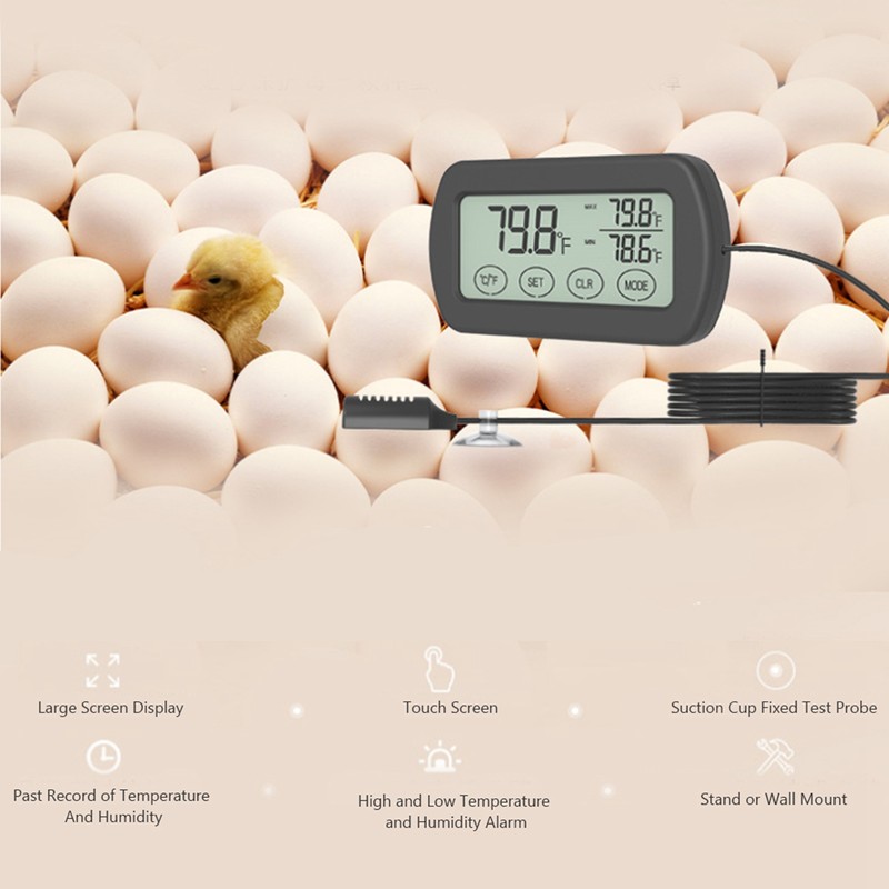LCD Display Egg Incubator Reptile Tank Digital Thermometer Hygrometer
