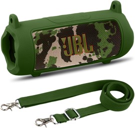 khanka for JBL Flip 7 Waterproof Portable Bluetooth Speaker Silicone Case,Soft Protective Sleeve Cover with Shoulder Strap for JBL Flip 7 Speaker (Military Green)