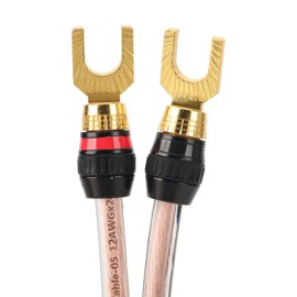 VKheroKV M-JP10 1pair Set Speaker Wire 24k Gold Plated connectors, 10AWG 5N OFC((99.999% Oxygen Free Copper Wire) M-JP10 (5M(16.4ft), Y Plug ⇔ Y Plug)