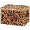 VinneGenzz Storage Bins Boxes with Zipper Lid Leopard Print Cute