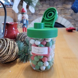 Mason Jar Lids Wide Mouth Plastic 4 Pack - With Flip Cap Screw Top Pouring Spout and Drink Hole - Fits Kerr and Ball Canning Jars - Wet/Dry Food and Liquid Storage - MADE IN USA (Tractor Green)