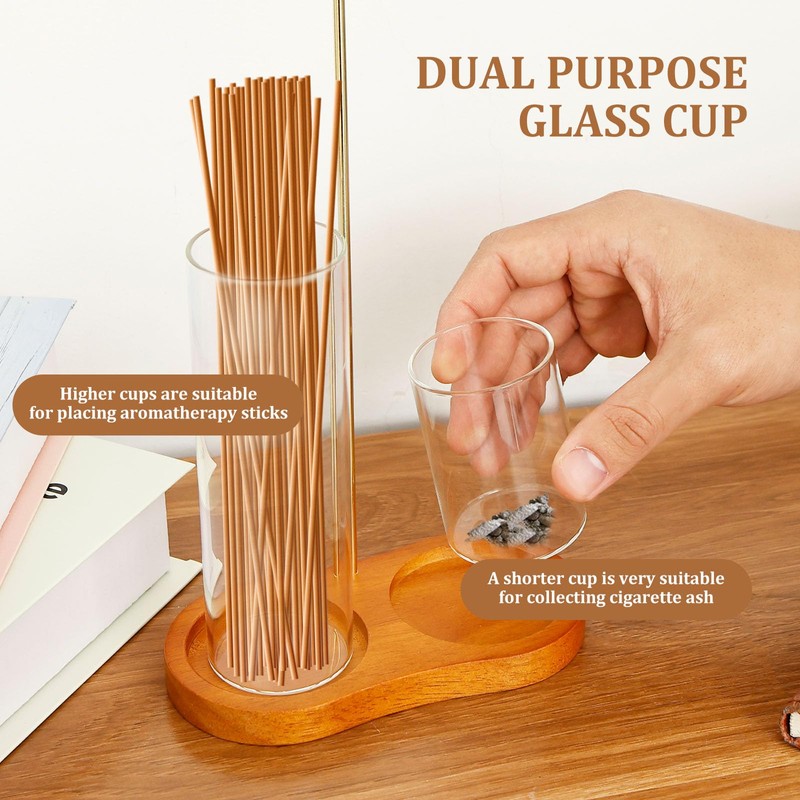 Incense Holder Wooden Upside Down Incense Holder with Removable Glass
