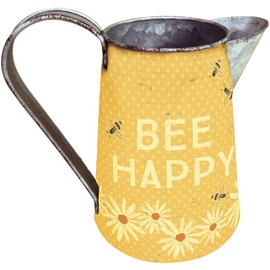 Primitives by Kathy Rustic Tin Pitcher, Small, Bee Happy