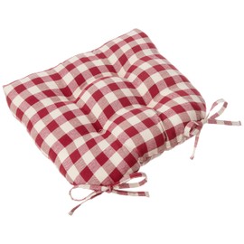 Buffalo Check Tufted Chair Seat Cushions, 2-Pack, Burgundy - 16" x 15" x 3" - Comfortable Seat Cover Pad with Stain Repellent Fabric & Ties to Indoor & Ourdoor Chair Styles by Achim Home Decor