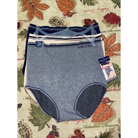 NAUTICA INTIMATES NT7676 3PKD MF SEAMLESS SHAPING BRIEF PANTIES GREAT FIT~LARGE