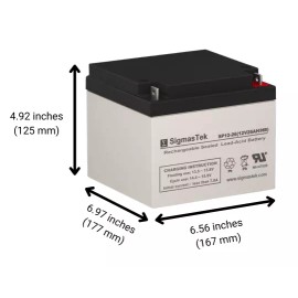 SigmasTek 12V SigmasTek Sealed Lead Acid Battery SP12-26 (NB) Absorbent Glass Mat