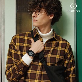 RORIOS Men's Casual Wrist Watch Simple Digital Wristwatch Multifunctional Electronic Watches Sport Waterproof Watch for Men Boy with Rubber Strap Black White