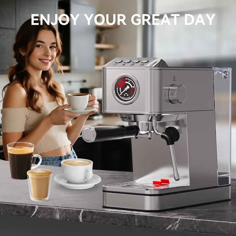 TINTALK EM623 Espresso Machine 20 Bar with Steam Milk Frother,