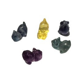 VIE Rainbow Fluorite Mini Pouncing Cat, 1.5x1cm