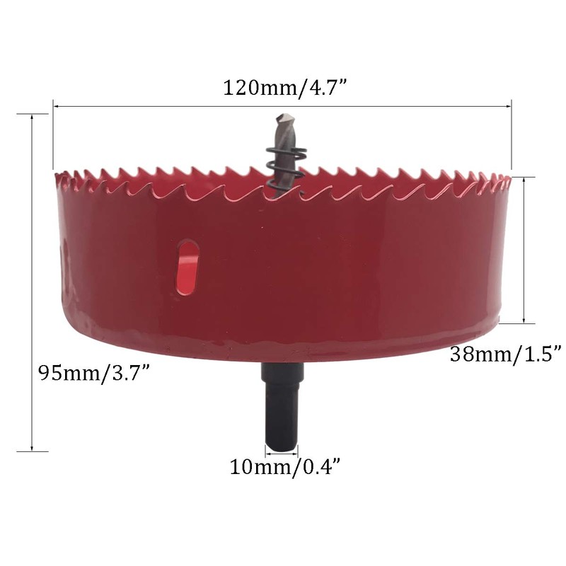 NGe 120mm Hole Saw, 4.7” Cutting Diameter M42 Bi-Metal HSS