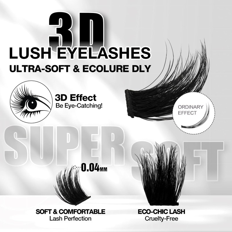 Wispy Lash Clusters Kit Natural Eyelash Clusters Kit, 10-18mm D
